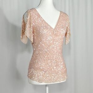 Y2k vintage beaded 100% silk top